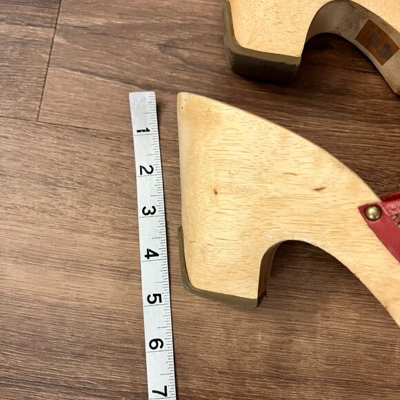 Kenneth Cole Peep Toe Wooden Wedge Clog Backless Heels Sz 9 - Picture 7 of 16